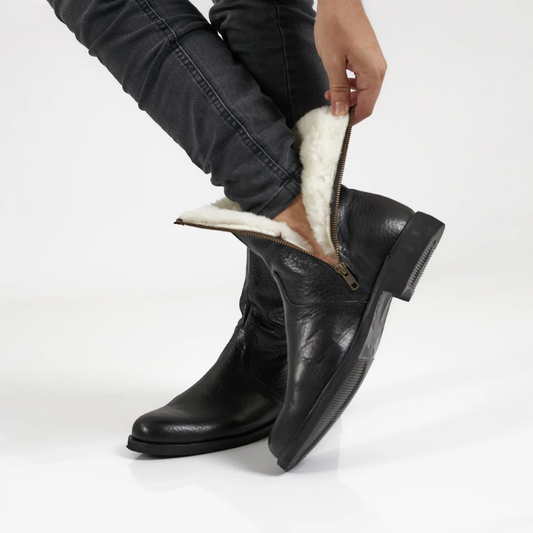 Bota de couro com interior forrado para homem