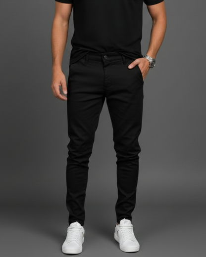 Calças casuais justas lisas para homem