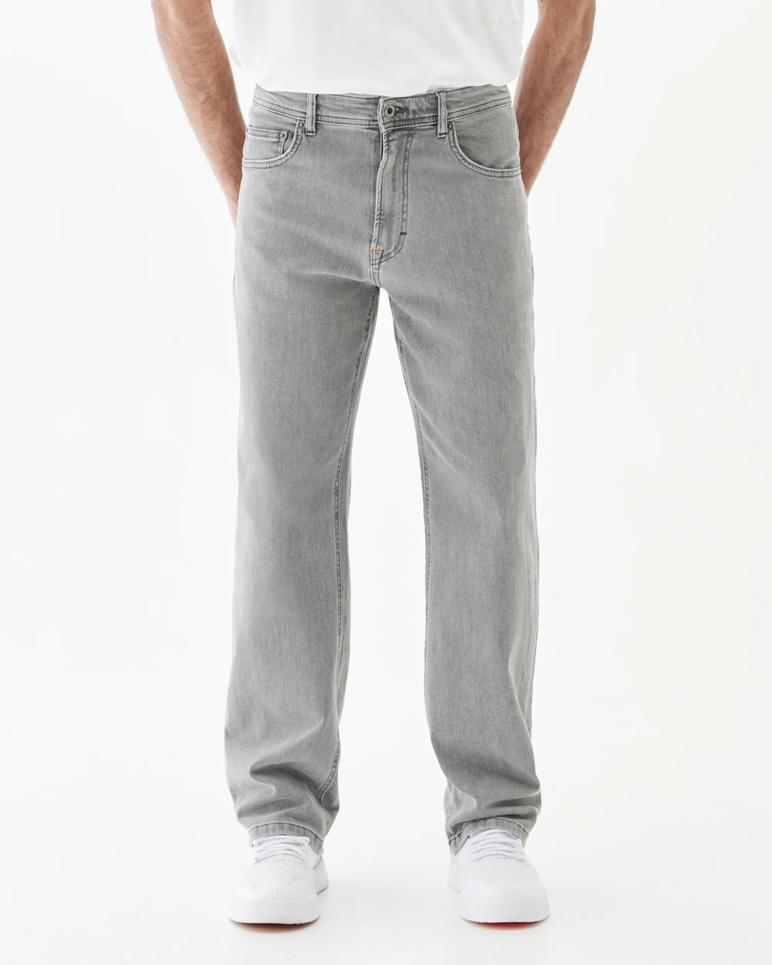 Calças de ganga clássicas de corte reto para homem