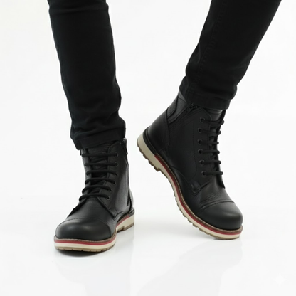 Bota de Pele com Atacadores para Homem