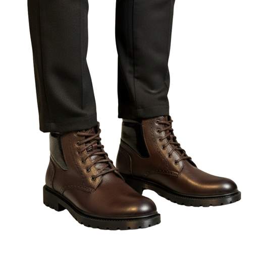 Botas de couro para homem com sola resistente