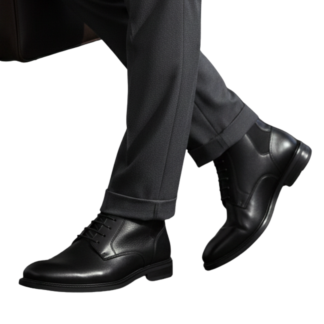 Bota de Couro com Elástico Lateral para Homem