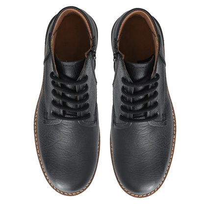 Bota de couro preta com base tricolor para homem