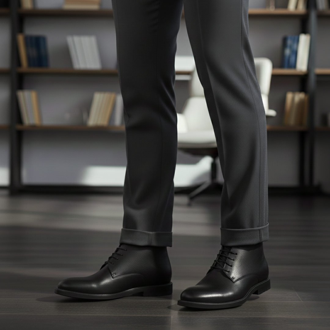 Bota de Couro com Elástico Lateral para Homem