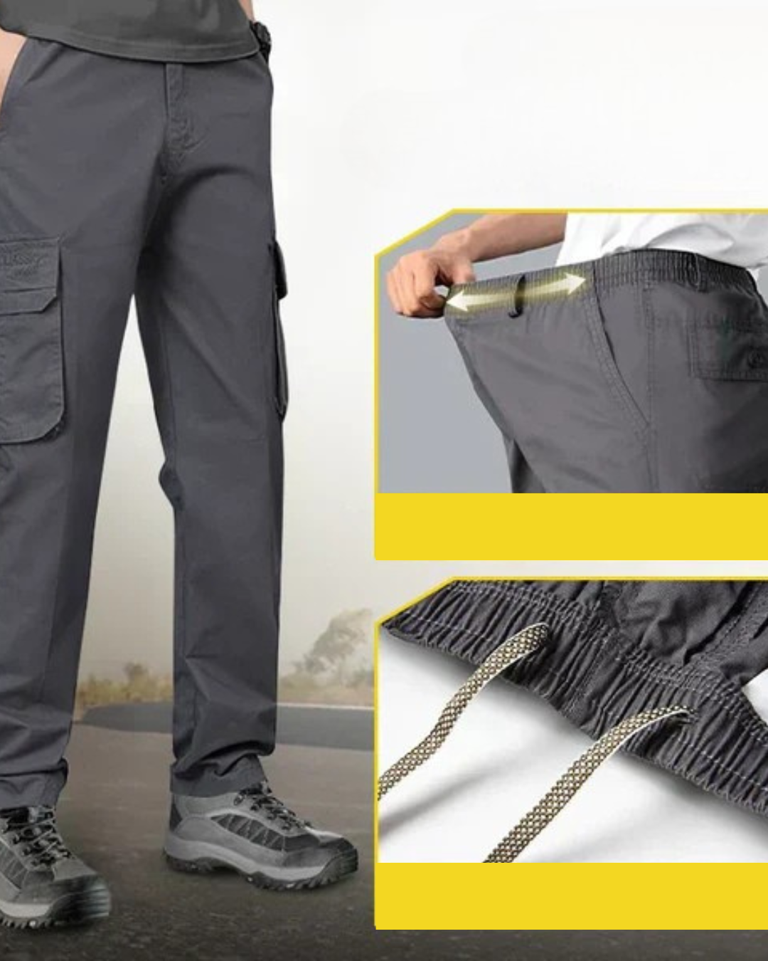 Calças confortáveis de corte holgado e com vários bolsos