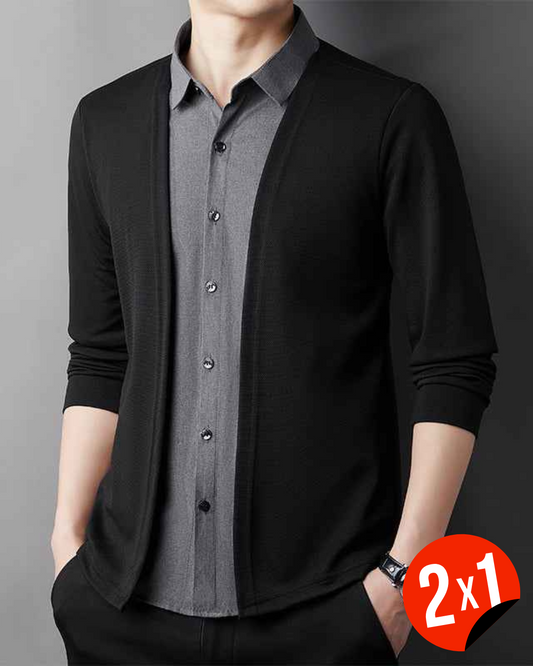 Camisa com Casaco de Malha Preto Integrado para Homem (OFERTA 2X1)
